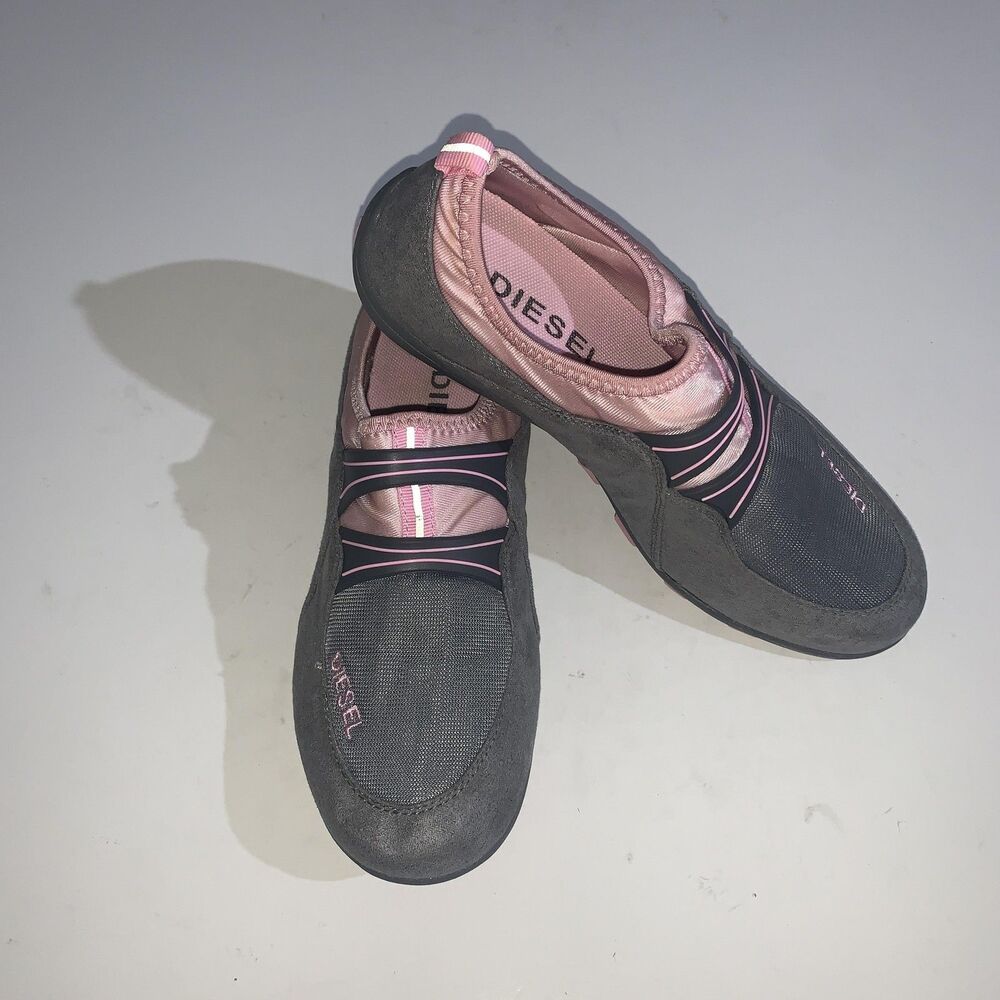 Diesel Shoes Womens Size 9 Gray Pink Slip On Elastic Strap Sneakers Athletic